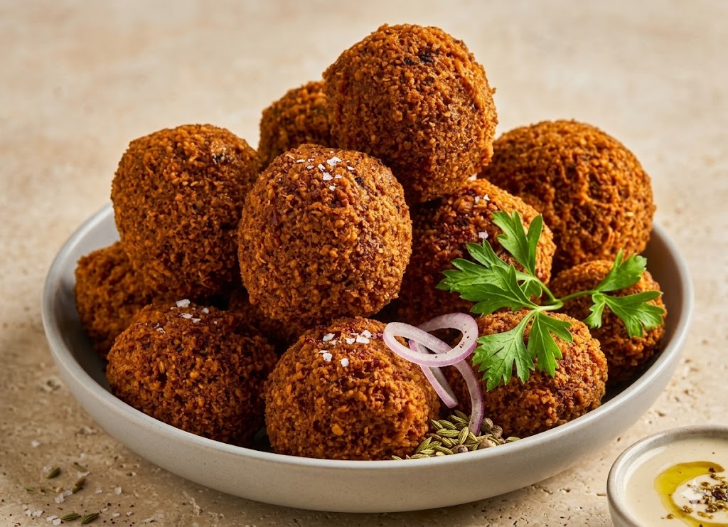 House-made falafel prepared fresh daily at Donair and Shawarma House on Broadmoor Blvd