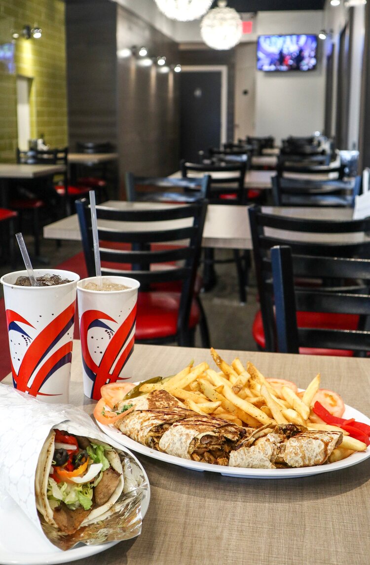 Donair and Shawarma House restaurant interior at Broadmoor Heritage Plaza in Sherwood Park
